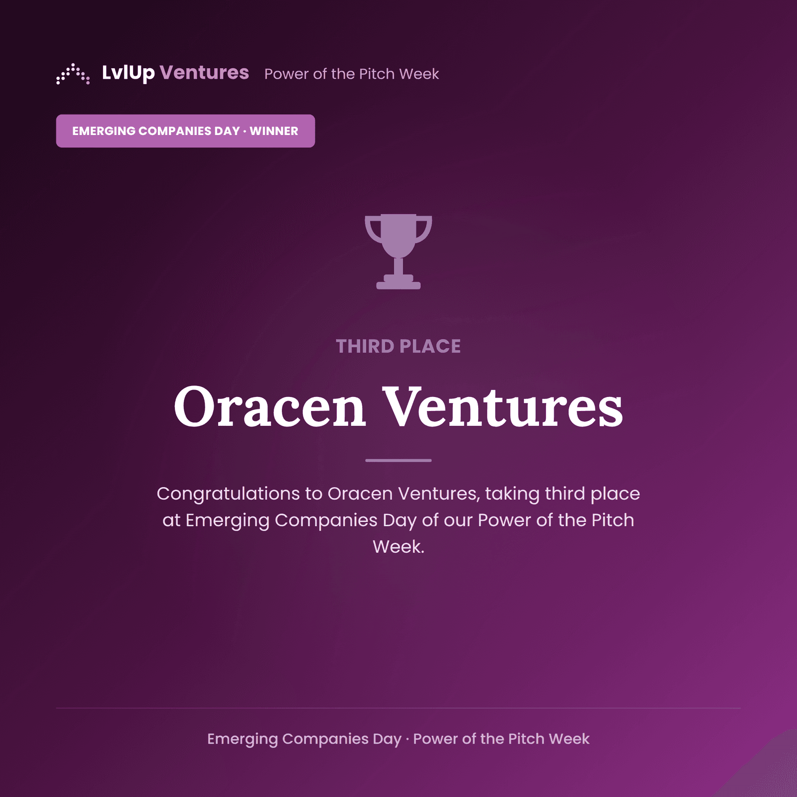 Oracen Wins 3rd in LvlUp Pitch Competition